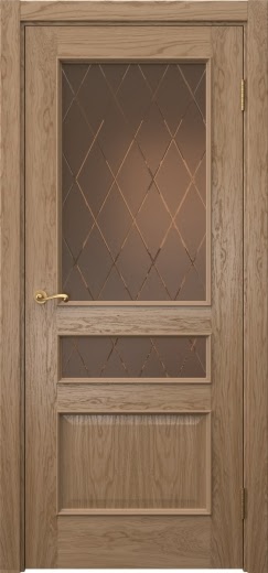 Межкомнатная дверь Actus 1.3L шпон дуб светлый, матовое бронзовое стекло с гравировкой