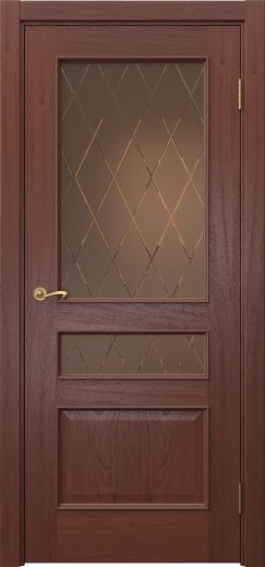 Межкомнатная дверь Actus 1.3L шпон красное дерево, матовое бронзовое стекло с гравировкой