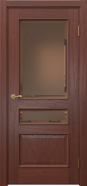 Межкомнатная дверь Actus 1.3L шпон красное дерево, матовое бронзовое стекло с фацетом