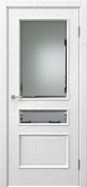 Межкомнатная дверь Actus 1.3L шпон ясень белый, матовое стекло с фацетом