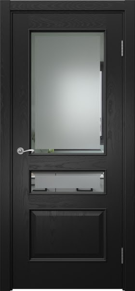 Межкомнатная дверь Actus 1.3L шпон ясень черный, матовое стекло с фацетом