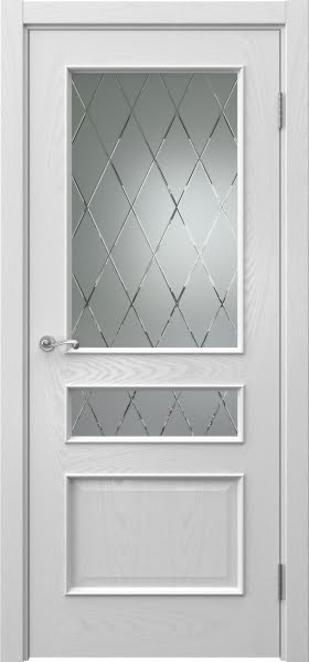Межкомнатная дверь Actus 1.3L шпон ясень серый, матовое стекло с гравировкой