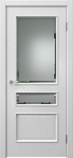 Межкомнатная дверь Actus 1.3L шпон ясень серый, матовое стекло с фацетом