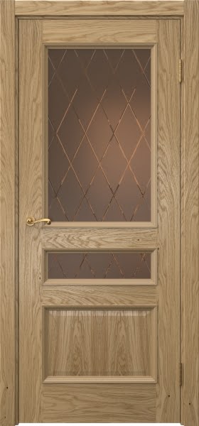 Межкомнатная дверь Actus 1.3P натуральный шпон дуба, матовое бронзовое стекло с гравировкой