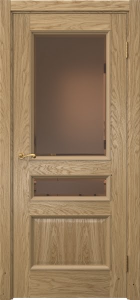 Межкомнатная дверь Actus 1.3P натуральный шпон дуба, матовое бронзовое стекло с фацетом