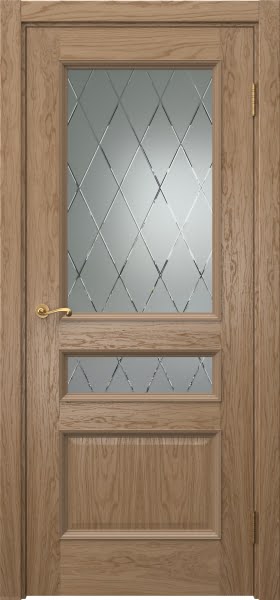 Межкомнатная дверь Actus 1.3P шпон дуб светлый, матовое стекло с гравировкой