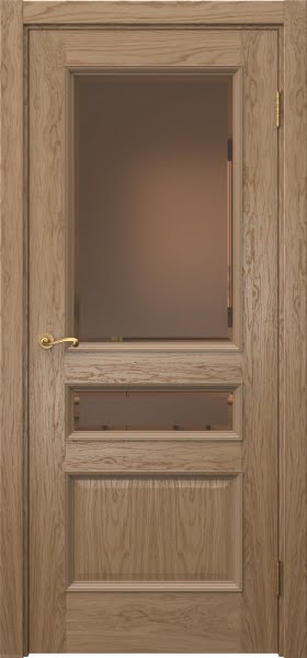 Межкомнатная дверь Actus 1.3P шпон дуб светлый, матовое бронзовое стекло с фацетом
