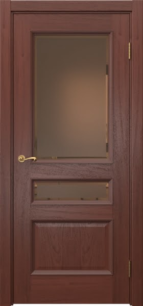 Межкомнатная дверь Actus 1.3P шпон красное дерево, матовое бронзовое стекло с фацетом