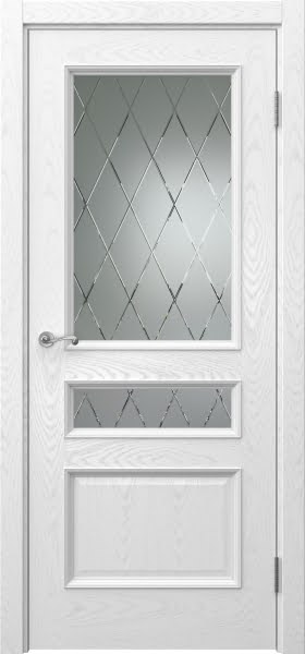 Межкомнатная дверь Actus 1.3P шпон ясень белый, матовое стекло с гравировкой