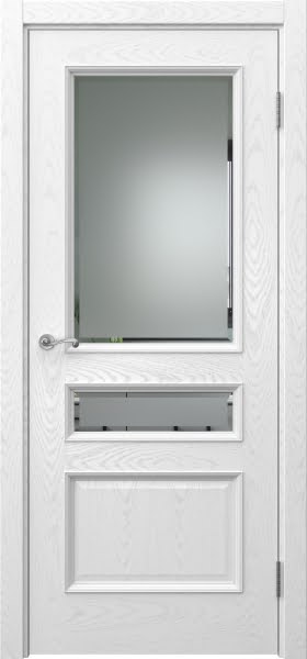 Межкомнатная дверь Actus 1.3P шпон ясень белый, матовое стекло с фацетом