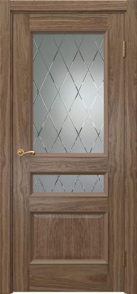 Межкомнатная дверь Actus 1.3P шпон американский орех, матовое стекло с гравировкой