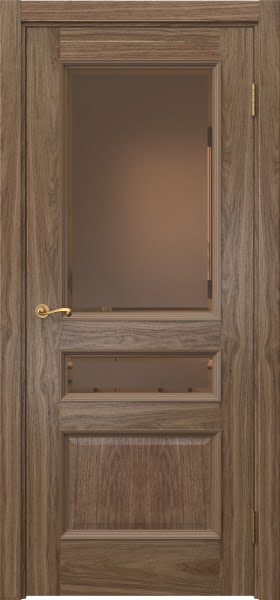 Межкомнатная дверь Actus 1.3P шпон американский орех, матовое бронзовое стекло с фацетом