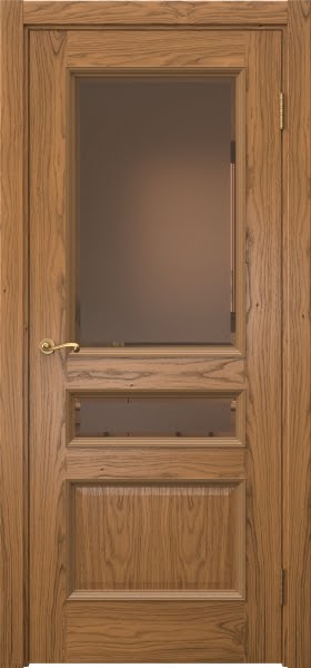 Межкомнатная дверь Actus 1.3P шпон дуб шервуд, матовое бронзовое стекло с фацетом