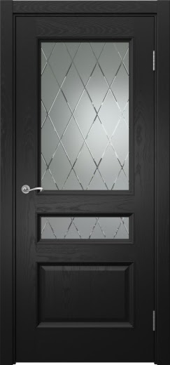 Межкомнатная дверь Actus 1.3P шпон ясень черный, матовое стекло с гравировкой