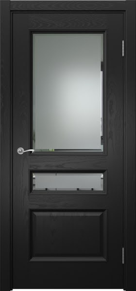 Межкомнатная дверь Actus 1.3P шпон ясень черный, матовое стекло с фацетом