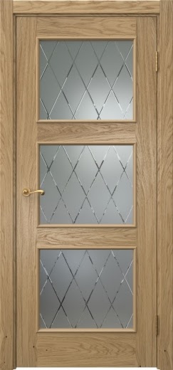 Межкомнатная дверь Actus 4.3L натуральный шпон дуба, матовое стекло с гравировкой