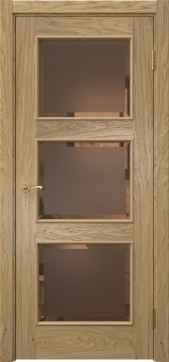Межкомнатная дверь Actus 4.3L натуральный шпон дуба, матовое бронзовое стекло с фацетом