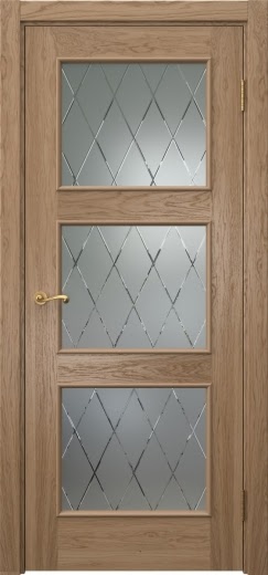 Межкомнатная дверь Actus 4.3L шпон дуб светлый, матовое стекло с гравировкой