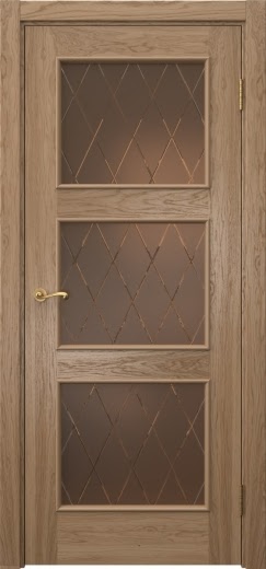 Межкомнатная дверь Actus 4.3L шпон дуб светлый, матовое бронзовое стекло с гравировкой