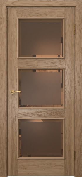 Межкомнатная дверь Actus 4.3L шпон дуб светлый, матовое бронзовое стекло с фацетом