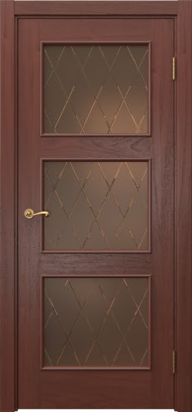 Межкомнатная дверь Actus 4.3L шпон красное дерево, матовое бронзовое стекло с гравировкой