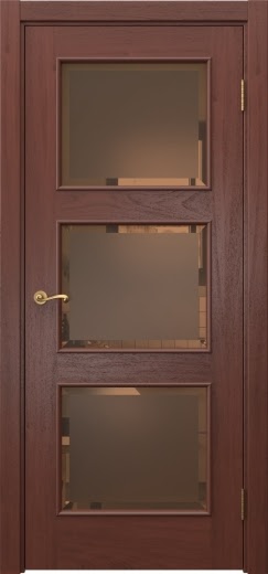 Межкомнатная дверь Actus 4.3L шпон красное дерево, матовое бронзовое стекло с фацетом