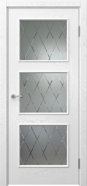 Межкомнатная дверь Actus 4.3L шпон ясень белый, матовое стекло с гравировкой