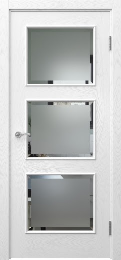 Межкомнатная дверь Actus 4.3L шпон ясень белый, матовое стекло с фацетом