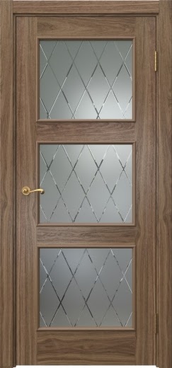 Межкомнатная дверь Actus 4.3L шпон американский орех, матовое стекло с гравировкой