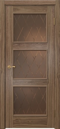Межкомнатная дверь Actus 4.3L шпон американский орех, матовое бронзовое стекло с гравировкой