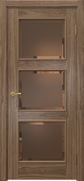 Межкомнатная дверь Actus 4.3L шпон американский орех, матовое бронзовое стекло с фацетом