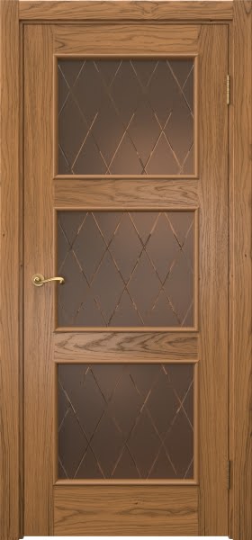 Межкомнатная дверь Actus 4.3L шпон дуб шервуд, матовое бронзовое стекло с гравировкой