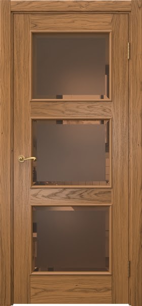 Межкомнатная дверь Actus 4.3L шпон дуб шервуд, матовое бронзовое стекло с фацетом