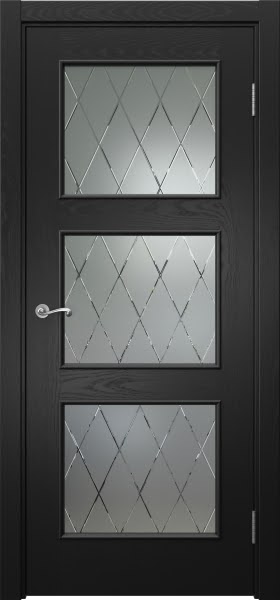 Межкомнатная дверь Actus 4.3L шпон ясень черный, матовое стекло с гравировкой