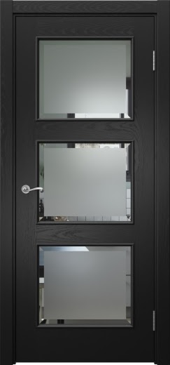 Межкомнатная дверь Actus 4.3L шпон ясень черный, матовое стекло с фацетом
