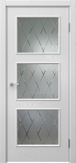 Межкомнатная дверь Actus 4.3L шпон ясень серый, матовое стекло с гравировкой