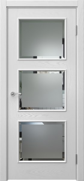 Межкомнатная дверь Actus 4.3L шпон ясень серый, матовое стекло с фацетом