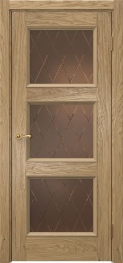 Межкомнатная дверь Actus 4.3P натуральный шпон дуба, матовое бронзовое стекло с гравировкой