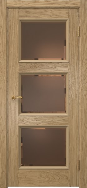 Межкомнатная дверь Actus 4.3P натуральный шпон дуба, матовое бронзовое стекло с фацетом