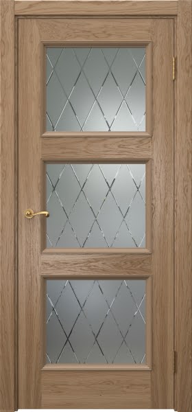 Межкомнатная дверь Actus 4.3P шпон дуб светлый, матовое стекло с гравировкой