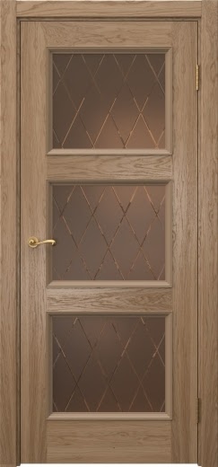 Межкомнатная дверь Actus 4.3P шпон дуб светлый, матовое бронзовое стекло с гравировкой