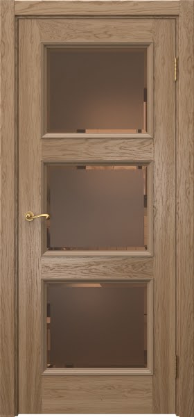 Межкомнатная дверь Actus 4.3P шпон дуб светлый, матовое бронзовое стекло с фацетом