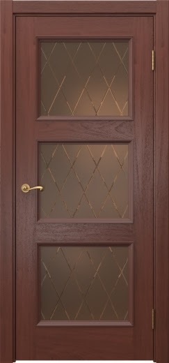 Межкомнатная дверь Actus 4.3P шпон красное дерево, матовое бронзовое стекло с гравировкой