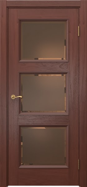 Межкомнатная дверь Actus 4.3P шпон красное дерево, матовое бронзовое стекло с фацетом