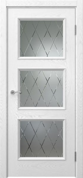 Межкомнатная дверь Actus 4.3P шпон ясень белый, матовое стекло с гравировкой