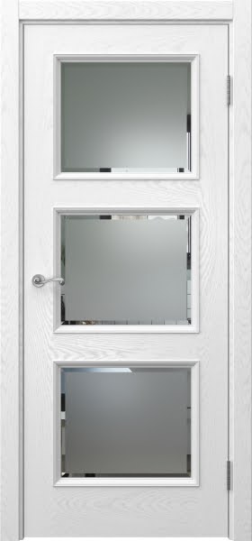 Межкомнатная дверь Actus 4.3P шпон ясень белый, матовое стекло с фацетом