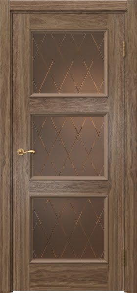 Межкомнатная дверь Actus 4.3P шпон американский орех, матовое бронзовое стекло с гравировкой