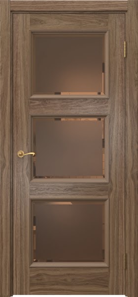 Межкомнатная дверь Actus 4.3P шпон американский орех, матовое бронзовое стекло с фацетом
