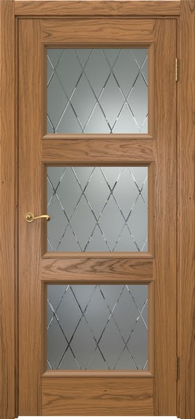 Межкомнатная дверь Actus 4.3P шпон дуб шервуд, матовое стекло с гравировкой