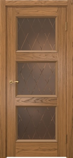 Межкомнатная дверь Actus 4.3P шпон дуб шервуд, матовое бронзовое стекло с гравировкой